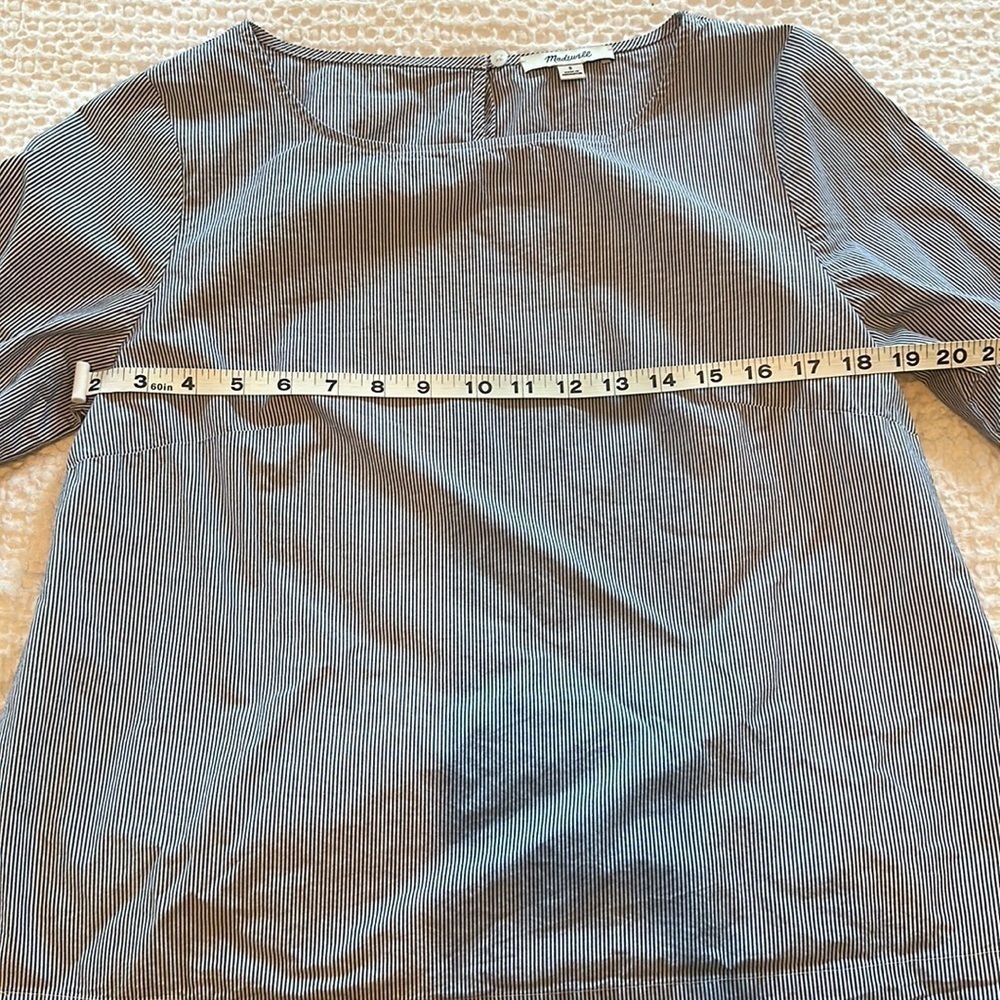 Madewell Blue and White Striped Bell Sleeve Top - Picture 4 of 6